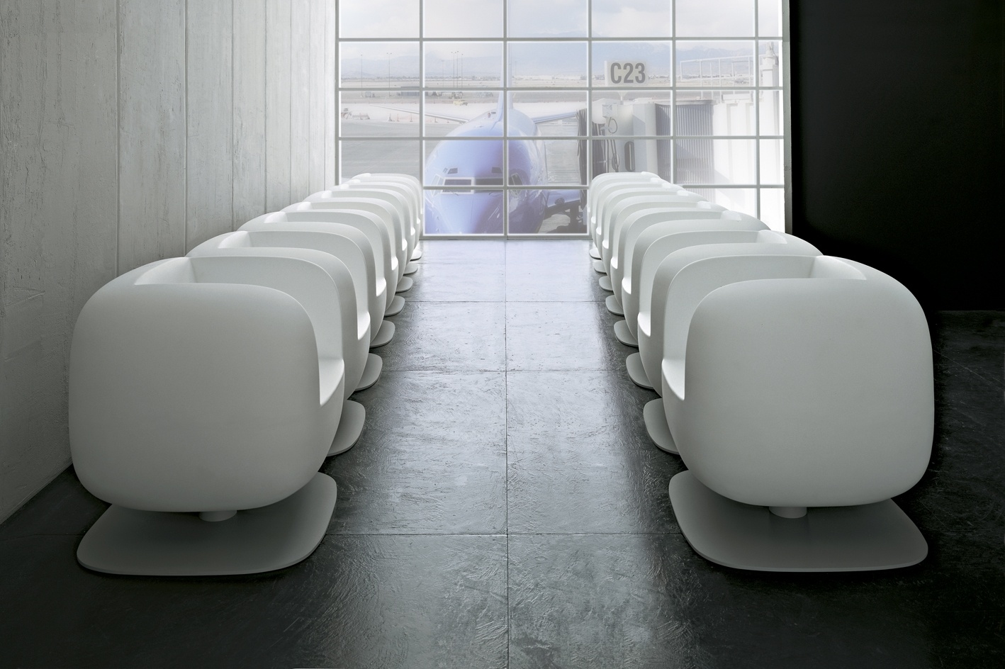 sedute poltrone luxy serie big jim ergonomica fissa girevole ufficio attesa schienale medio monoscocca polietilene bianco design