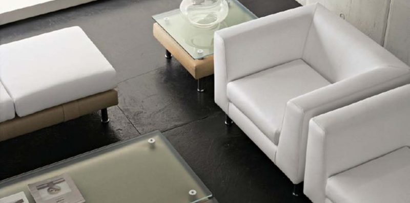 sedute poltrone luxy serie cube ergonomica fissa ufficio attesa schienale medio singolo imbottita pelle bianco