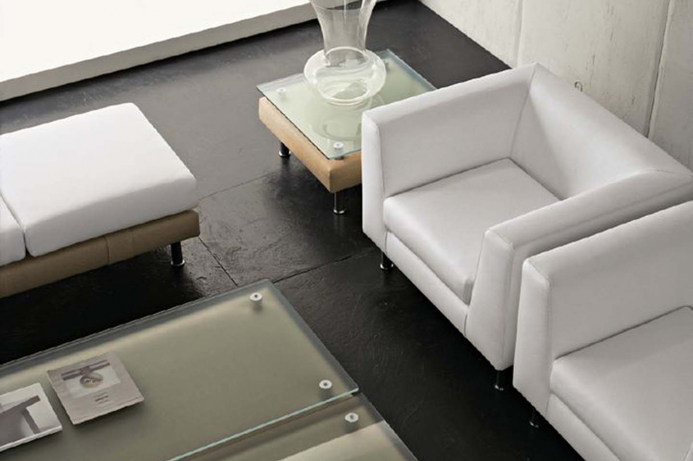 sièges fauteuils luxy cube série ergonomique fixe bureau attente moyen dossier simple rembourré cuir blanc