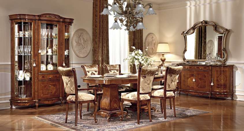 Venetian style dining room classic wood