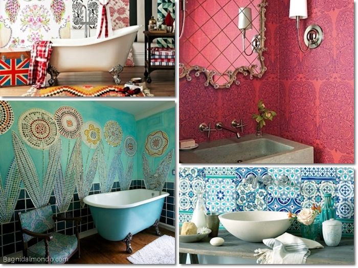 muebles de baño de estilo bohemio colorido y creativo