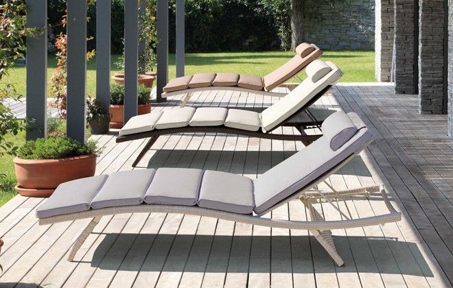 chaises longues rembourrées meubles de jardin