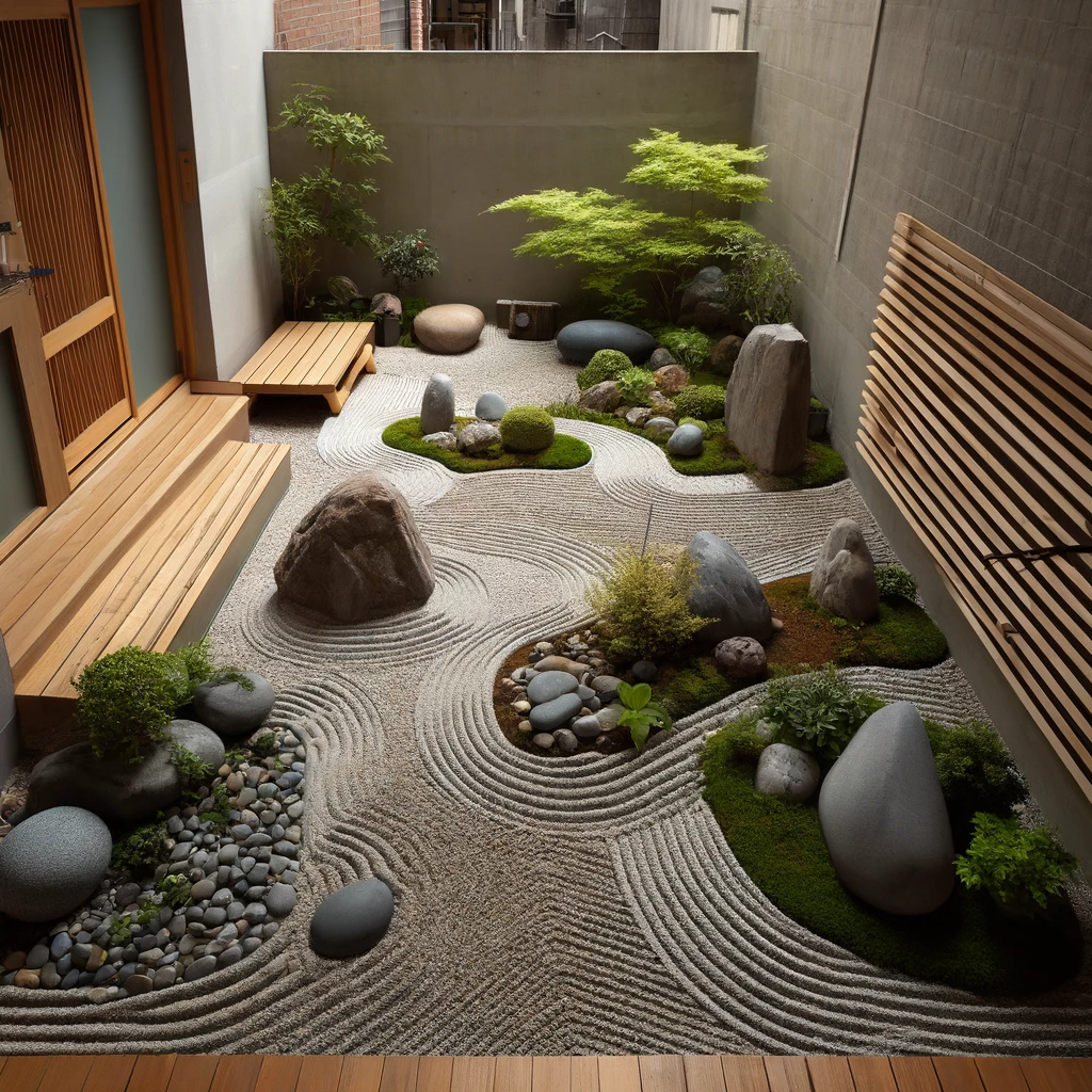 Garden-urban-style-zen-sand-and-stones
