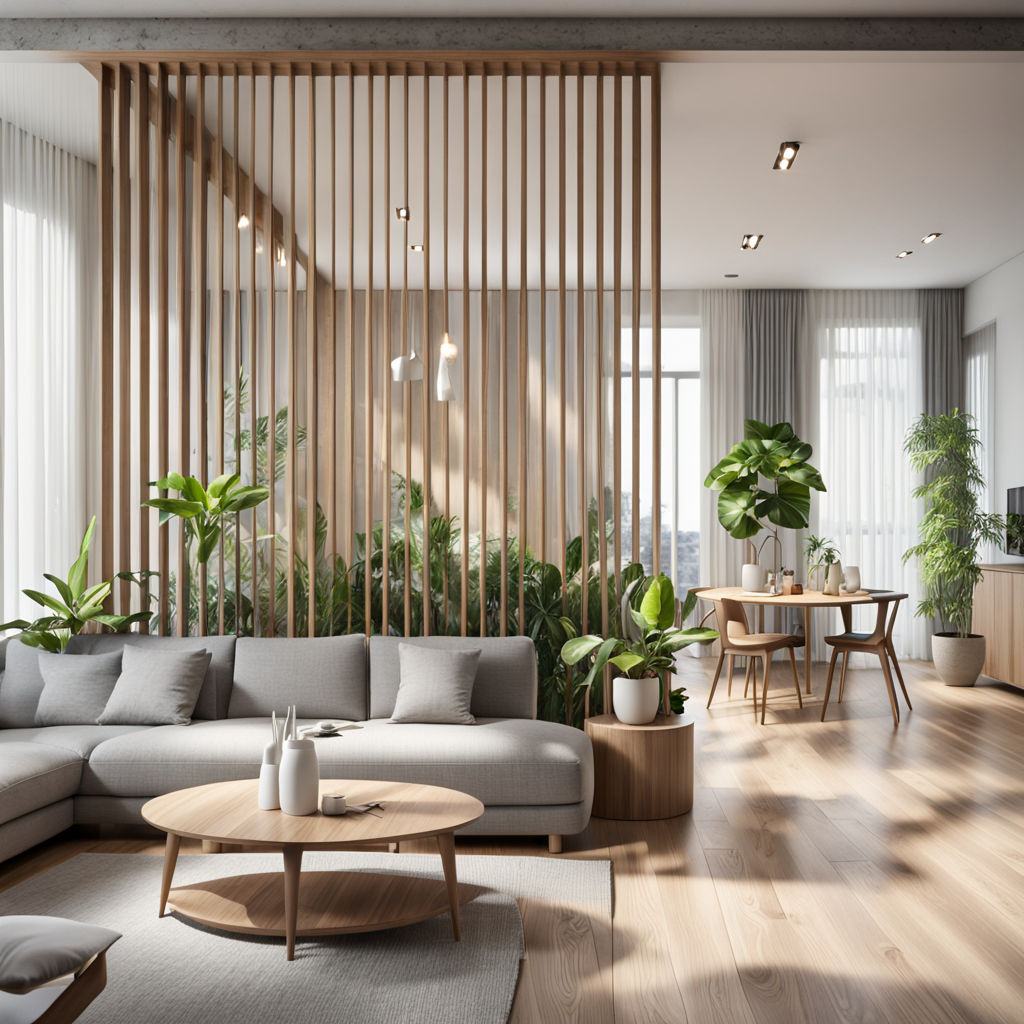 Parete-divisoria-listelli-legno-con-piante