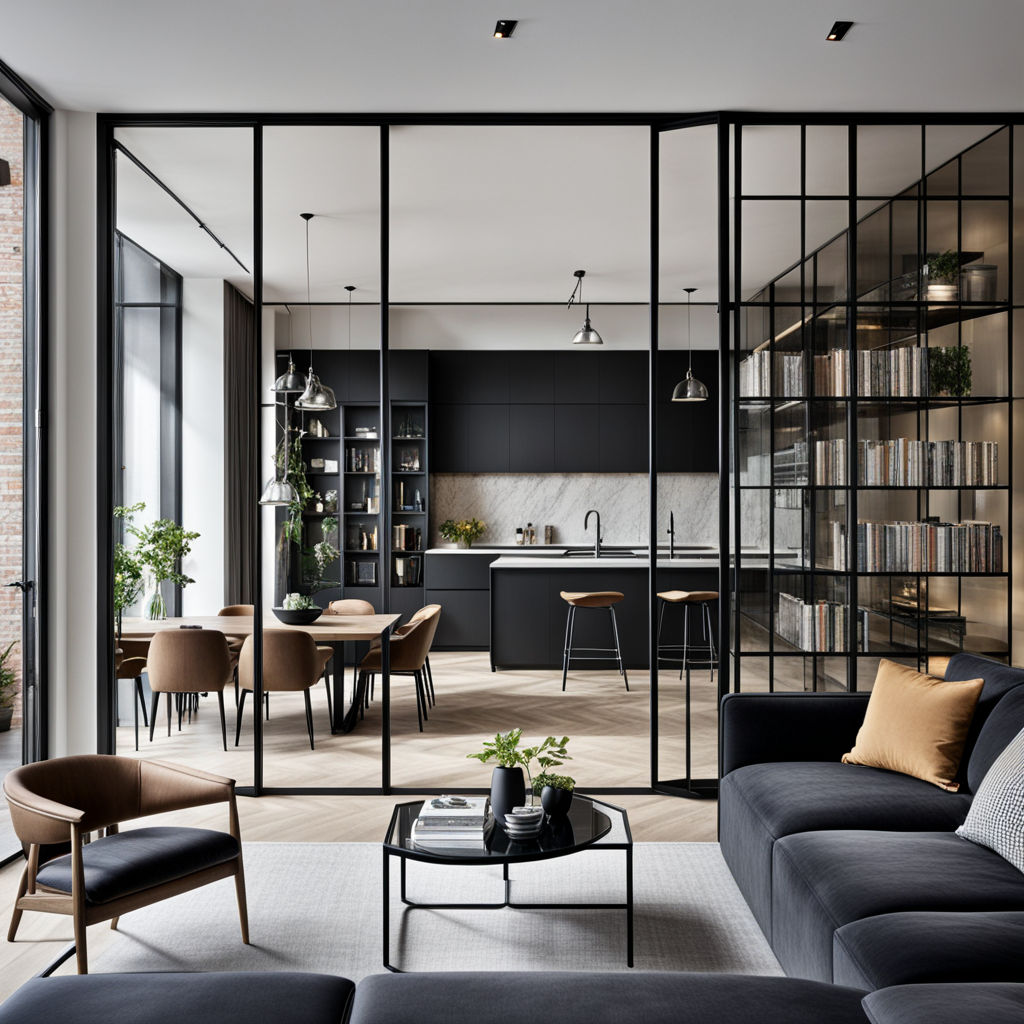 Wall-divider-panels-glass-and-steel