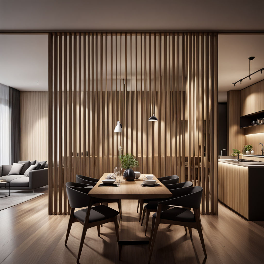 Wall-divider-dining-wood
